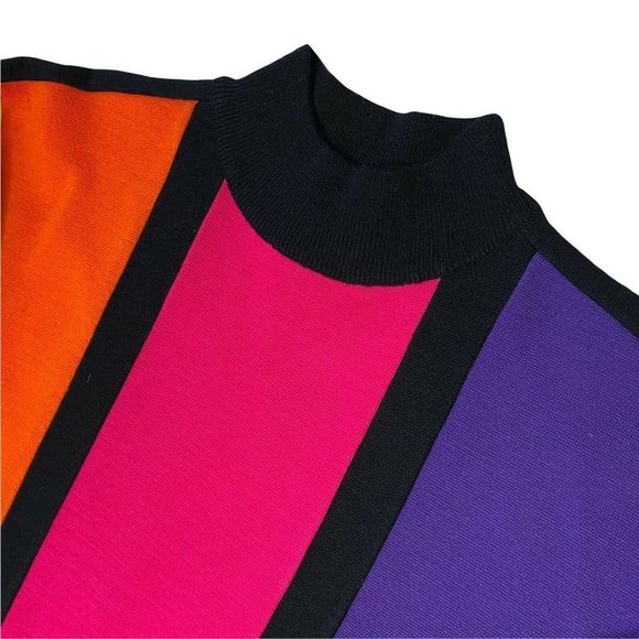 Rainbow Sweater Restless Clothiers Medium 60s Retro Wool Blend Vertical Stripes - Picture 5 of 6